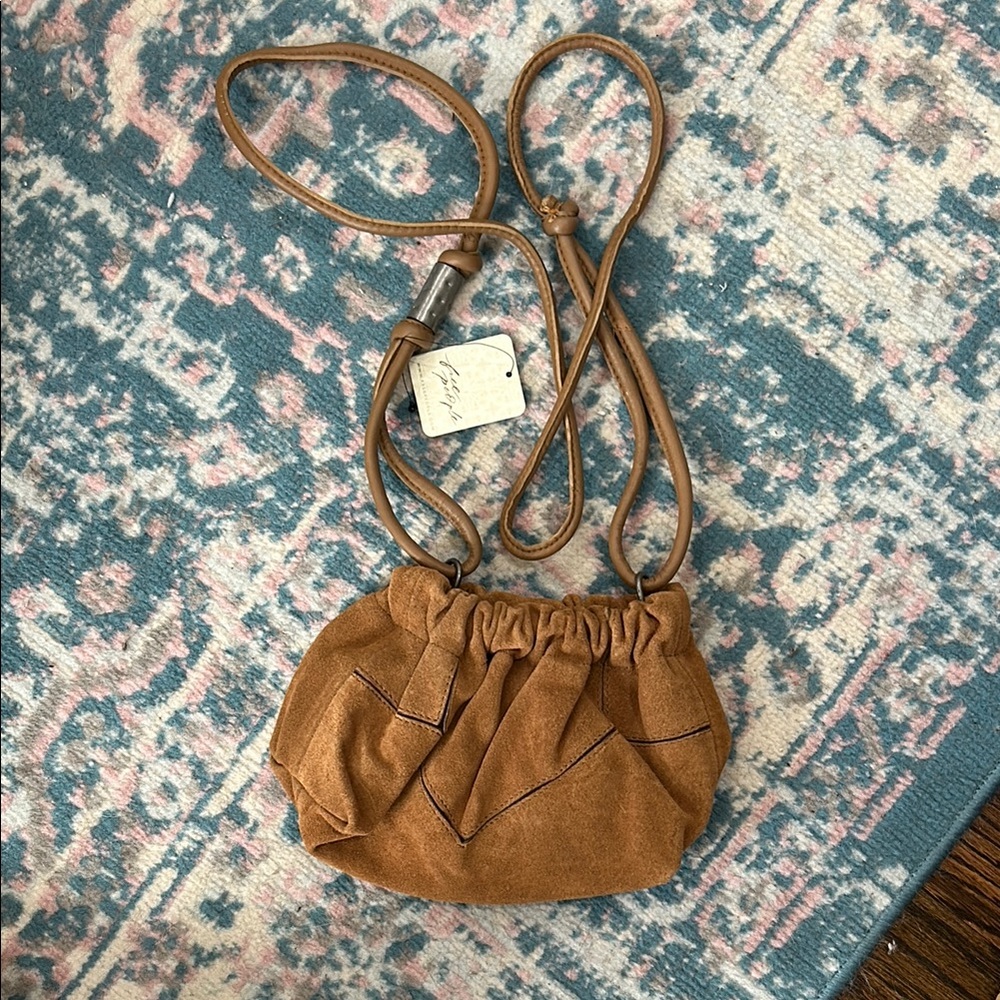 NWT Free People Tan Mini Bag with Ruched Design